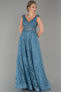 Длинное Вечернее Платье Из Кружева Индиго ABU1722