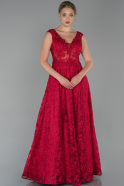 Длинное Вечернее Платье Из Кружева красный ABU1722