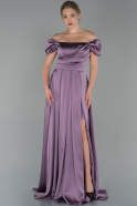 Длинное Атласное Вечернее Платье Лавандовый ABU1716