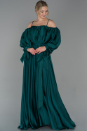 Длинное Атласное Платье Для Помолвки Изумрудно-зеленый ABU1656