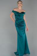 Атласное Платье Русалка Для Вечера Изумрудно-зеленый ABU1726