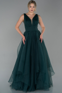 Длинное Вечернее Платье Изумрудно-зеленый ABU1727