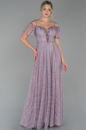 Длинное Вечернее Платье Из Кружева Лавандовый ABU1728