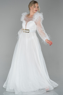 Длинное Вечернее Платье Белый ABU1718