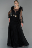 Длинное Вечернее Платье Черный ABU1718