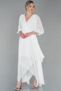 Длинное Шифоновое Платье Белый ABU1729