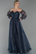 Длинное Вечернее Платье Темно-синий ABU1730