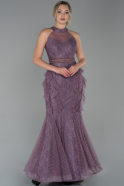 Длинное Кружевное Вечернее Платье Лавандовый ABU1602
