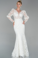 Длинное Платье Высокой Моды Белый ABU1652