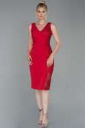 Короткое Кружевное Платье красный ABK994
