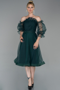Миди Пригласительное Платье Изумрудно-зеленый ABK998