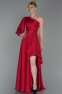 Длинное Атласное Вечернее Платье красный ABU1733