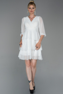 Короткое Шифоновое Платье Белый ABK999