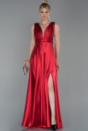 Длинное Атласное Вечернее Платье красный ABU1737