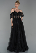 Длинное Вечернее Платье Черный ABU1739