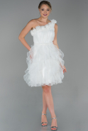 Короткое Вечернее Платье Белый ABK1011