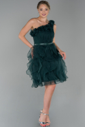 Короткое Вечернее Платье Изумрудно-зеленый ABK1011