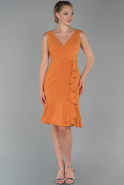 Короткое Платье На Приглашение Оранжевый ABK1004