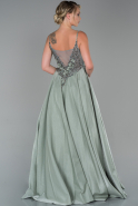 Длинное Атласное Вечернее Платье Мятный ABU1756