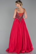 Длинное Атласное Вечернее Платье красный ABU1756
