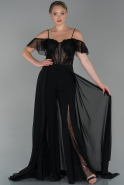 Длинное Вечернее Платье Из Кружева Черный ABT058