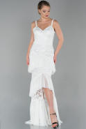 Длинное Вечернее Платье Из Кружева Белый ABU1749