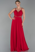 Длинное Шифоновое Вечернее Платье красный ABU1750