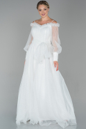 Длинное Вечернее Платье Белый ABU1752