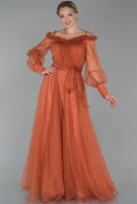 Длинное Вечернее Платье Цвет корицы ABU1752