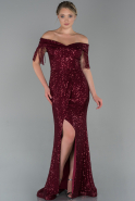 Длинное Вечернее Платье Бордовый ABU1744