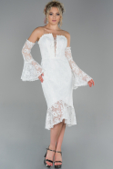 Миди Кружевное Ночное Платье Белый ABK1018