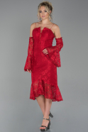 Миди Кружевное Ночное Платье красный ABK1018