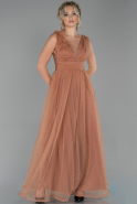 Длинное Помолвочное Платье Цвет корицы ABU1790