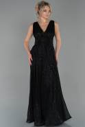 Длинное Вечернее Платье Черный ABU1792
