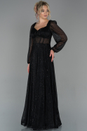 Длинное Вечернее Платье Черный ABU1793