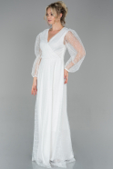 Длинное Вечернее Платье Из Кружева Белый ABU1794