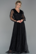 Длинное Вечернее Платье Из Кружева Черный ABU1794