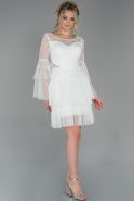 Короткое Ночное Платье Из Кружева Белый ABK1019