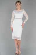 Короткое Кружевное Вечернее Платье Белый ABK1022