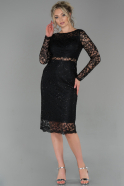 Короткое Кружевное Вечернее Платье Черный ABK1022