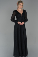 Длинное Вечернее Платье Черный ABU1796