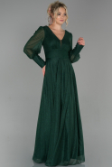 Длинное Вечернее Платье Изумрудно-зеленый ABU1796