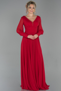 Длинное Шифоновое Вечернее Платье красный ABU1797