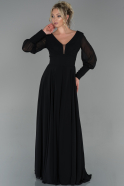 Длинное Шифоновое Вечернее Платье Черный ABU1797