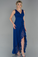 Длинное Кружевное Вечернее Платье Ярко-синий ABU1799