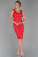 Короткое Кружевное Платье красный ABK1024
