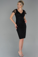 Короткое Кружевное Платье Черный ABK1025