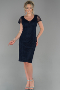 Короткое Кружевное Платье Темно-синий ABK1025