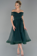 Миди Пригласительное Платье Изумрудно-зеленый ABK482
