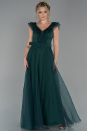 Длинное Вечернее Платье Изумрудно-зеленый ABU1668